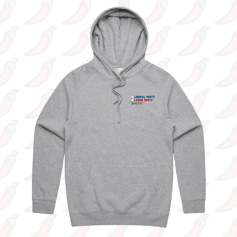 S / Grey / Small Front Print Party Vote ✅ - Unisex Hoodie