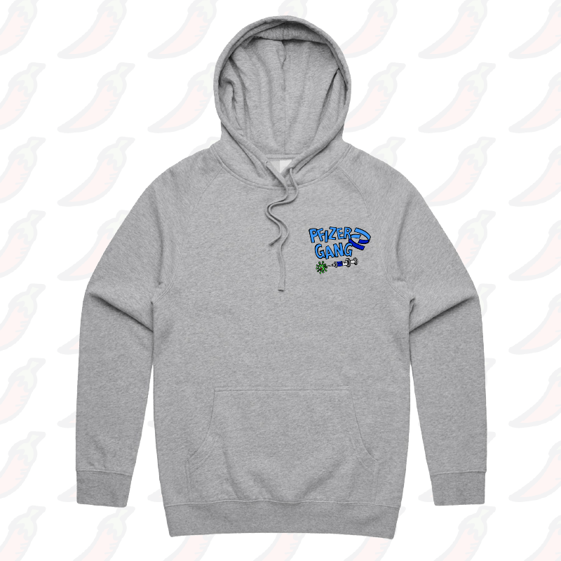 S / Grey / Small Front Print Pfizer Gang 💉 - Unisex Hoodie