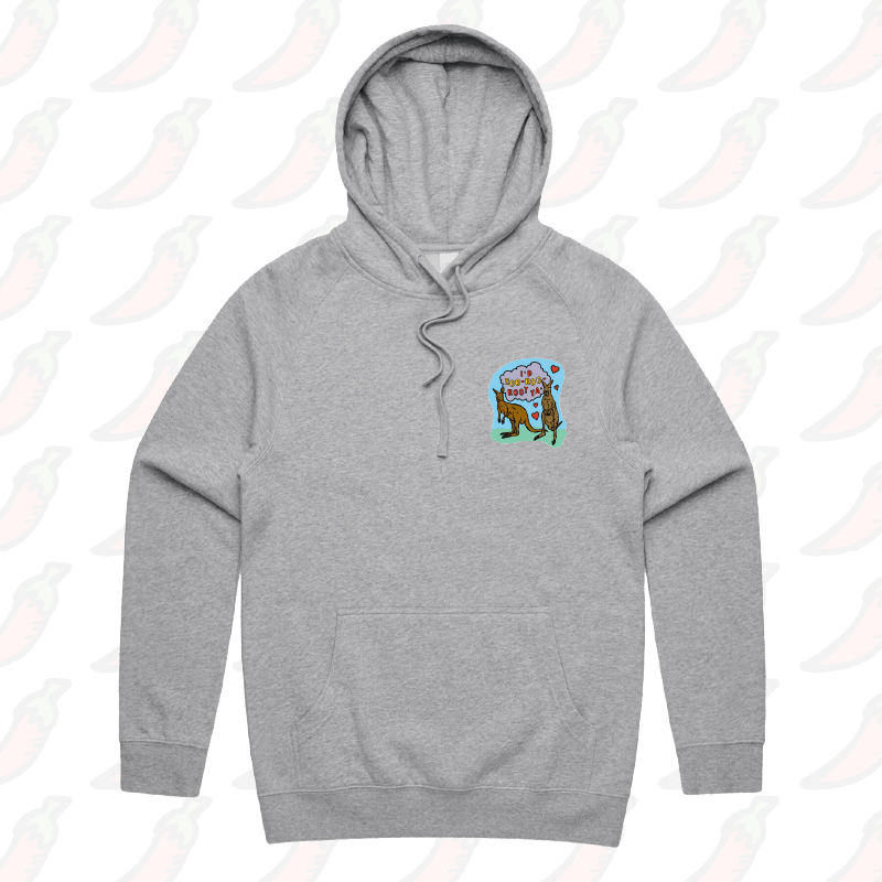 S / Grey / Small Front Print Roo Roo Root Ya 🦘 – Unisex Hoodie