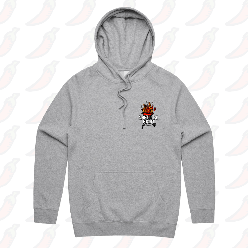 S / Grey / Small Front Print She’ll Be Right BBQ 🤷🔥 – Unisex Hoodie