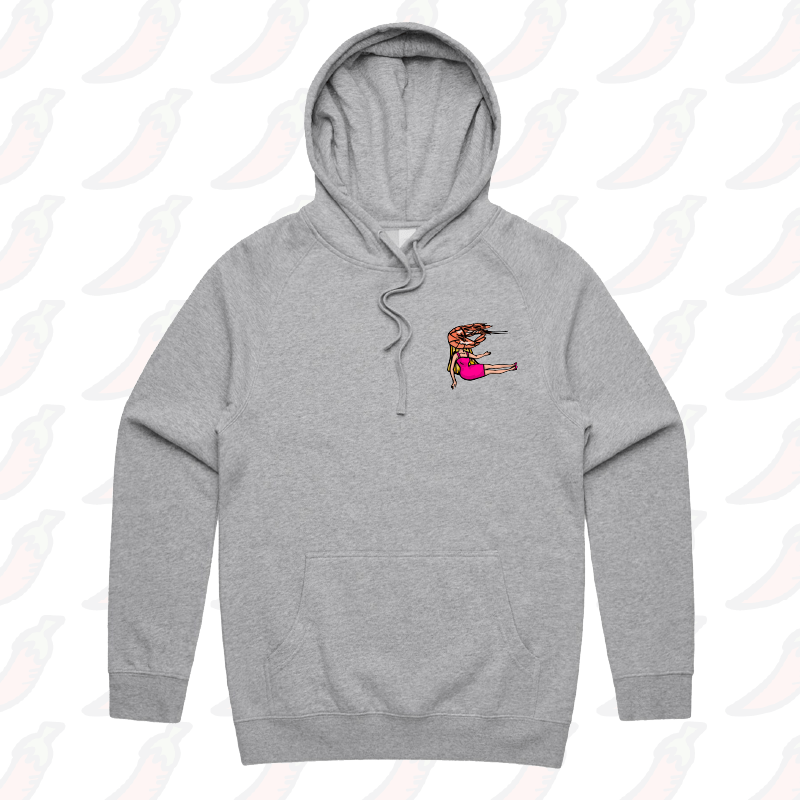 S / Grey / Small Front Print Shrimp on a Barbie 👜 - Unisex Hoodie