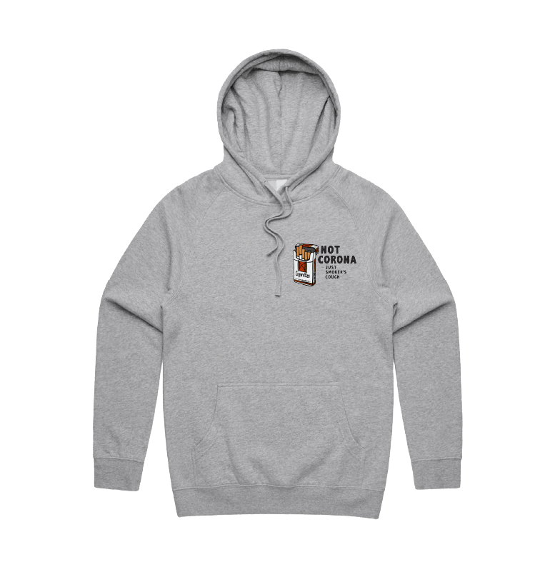 S / Grey / Small Front Print Smoker's Cough 🚬 - Unisex Hoodie