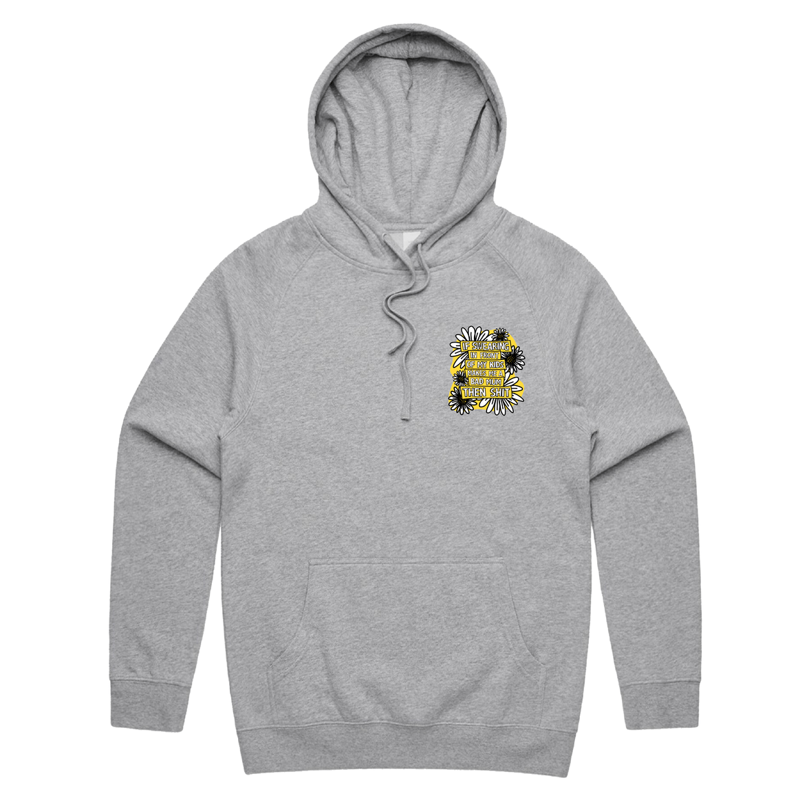 S / Grey / Small Front Print Sweary Mum 🤬🎀 - Unisex Hoodie