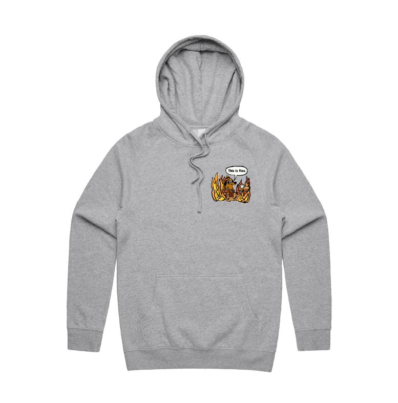 S / Grey / Small Front Print This Is Fine 🔥 - Unisex Hoodie