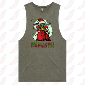 S / Moss / Large Front Design Baby Yoda Christmas 👶🎄- Tank