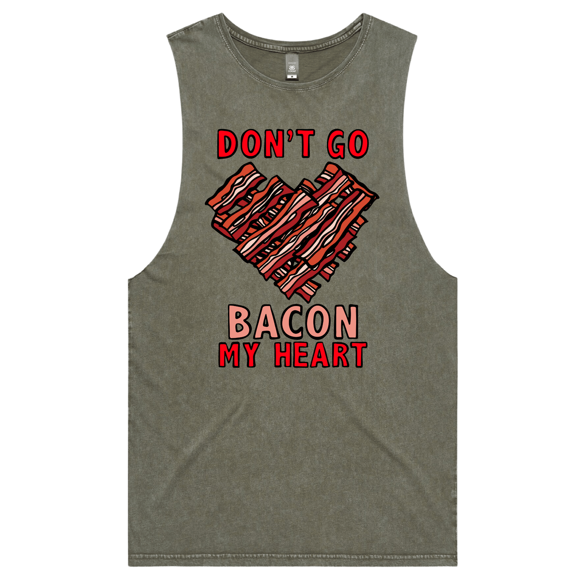 S / Moss / Large Front Design Bacon My Heart 🥓❤️- Tank