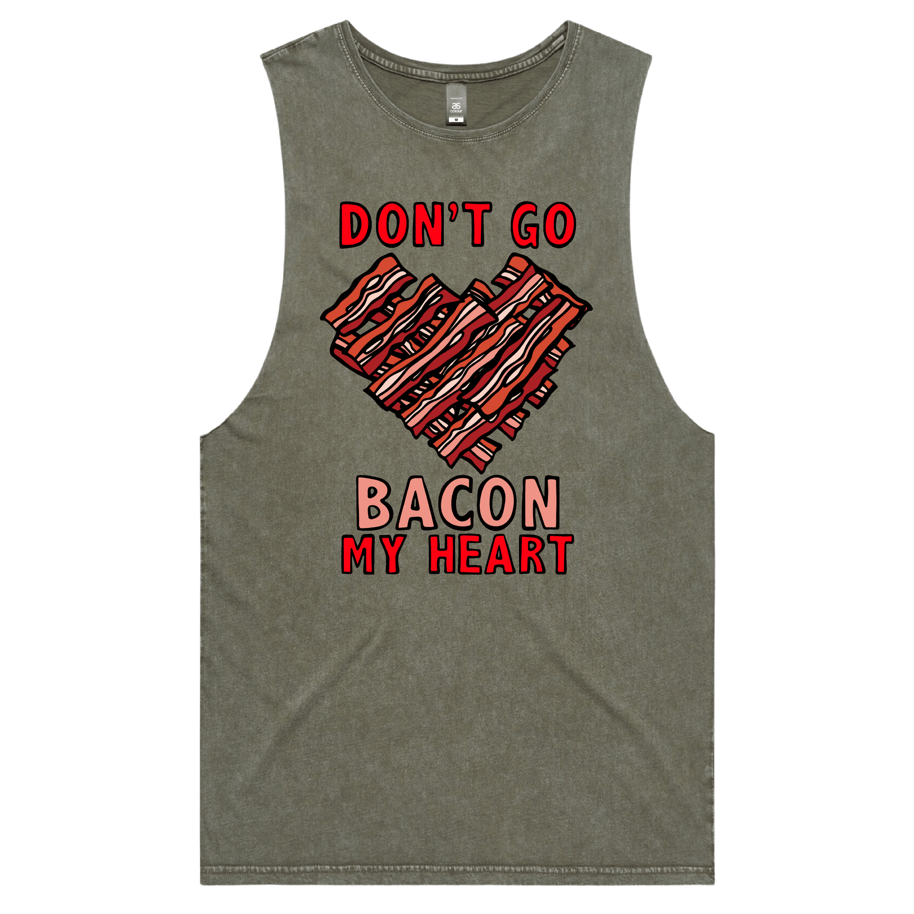 S / Moss / Large Front Design Bacon My Heart 🥓❤️- Tank