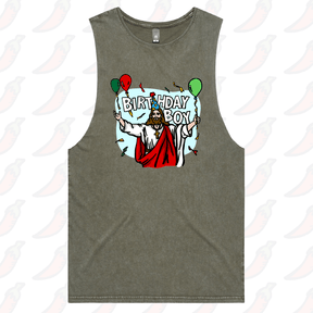 S / Moss / Large Front Design Birthday Boy Christmas 🎉🎄- Tank