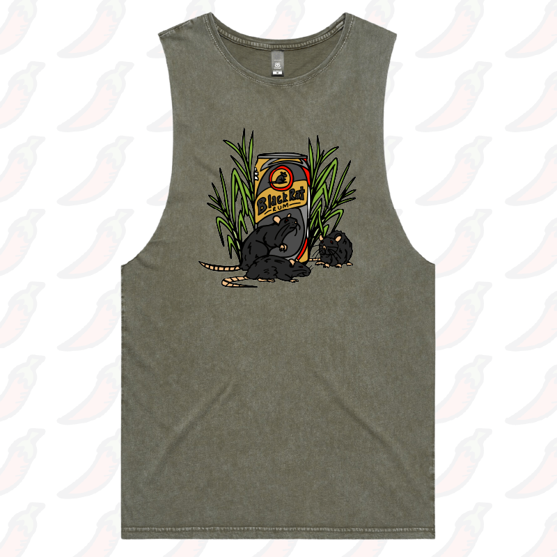 S / Moss / Large Front Design Black Rat 🐀 - Tank