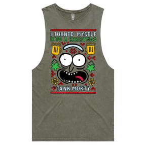 S / Moss / Large Front Design Christmas Morty – Tank
