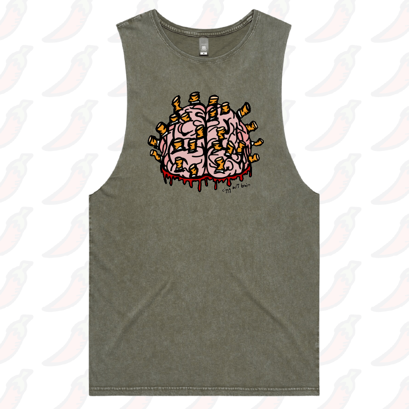 S / Moss / Large Front Design Ciggy Butt-Brain 🚬🧠 - Tank