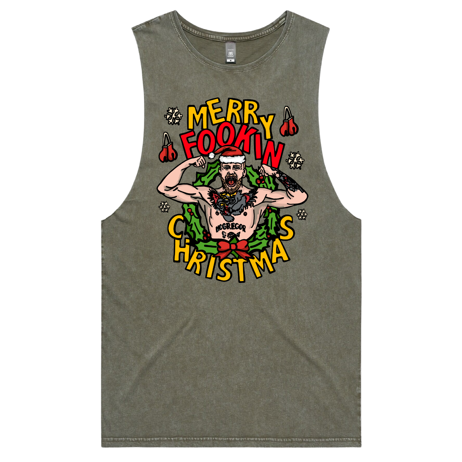 S / Moss / Large Front Design Conor McGregor Christmas 💪🎄 – Tank