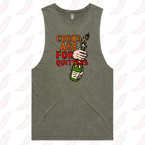 S / Moss / Large Front Design Corks Are For Quitters 🍾 – Tank