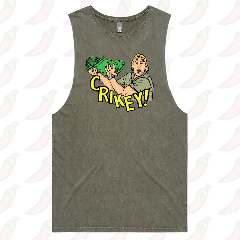 S / Moss / Large Front Design Crikey! Croc Hunter 🐊 - Tank