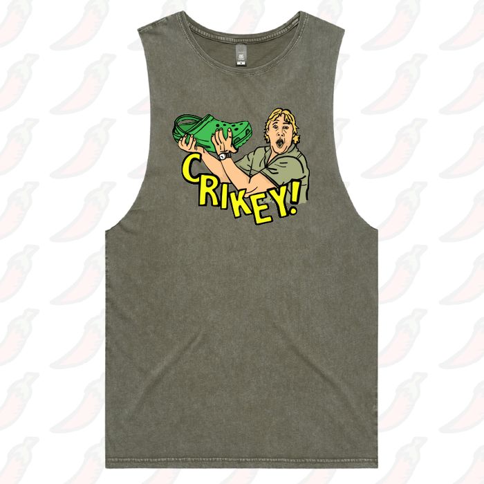 S / Moss / Large Front Design Crikey! Croc Hunter 🐊 - Tank