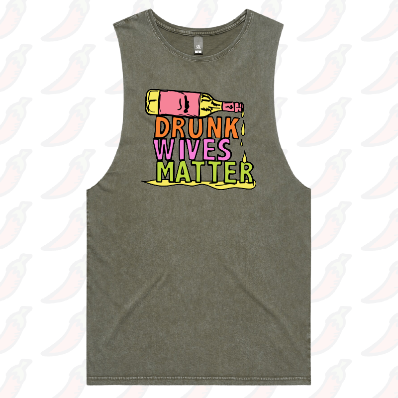S / Moss / Large Front Design Drunk Wives Matter 🥂 – Tank
