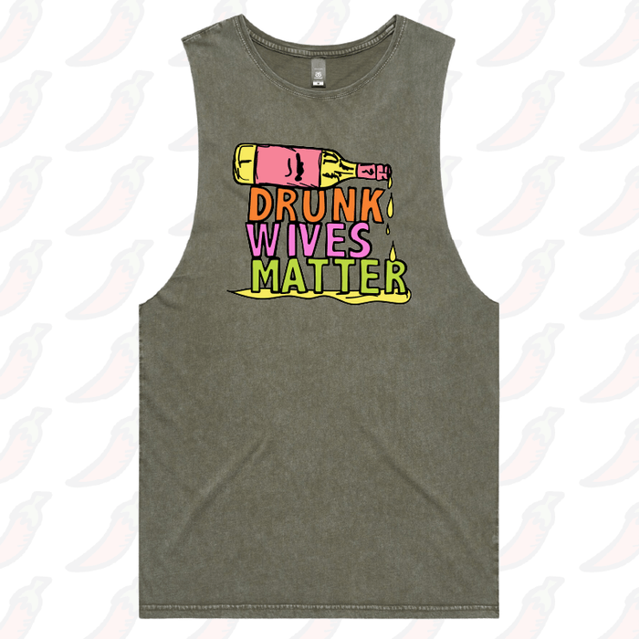 S / Moss / Large Front Design Drunk Wives Matter 🥂 – Tank
