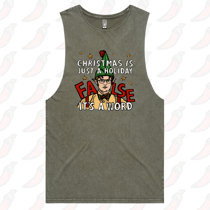 S / Moss / Large Front Design Dwight Christmas 👩‍🌾🎄- Tank