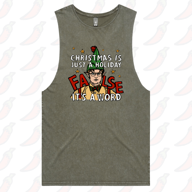 S / Moss / Large Front Design Dwight Christmas 👩‍🌾🎄- Tank