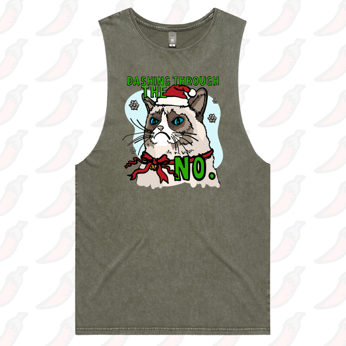 S / Moss / Large Front Design Grumpy Cat Christmas 😾🎄 - Tank