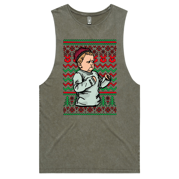 S / Moss / Large Front Design Hasbulla Christmas 🥊🎄 – Tank