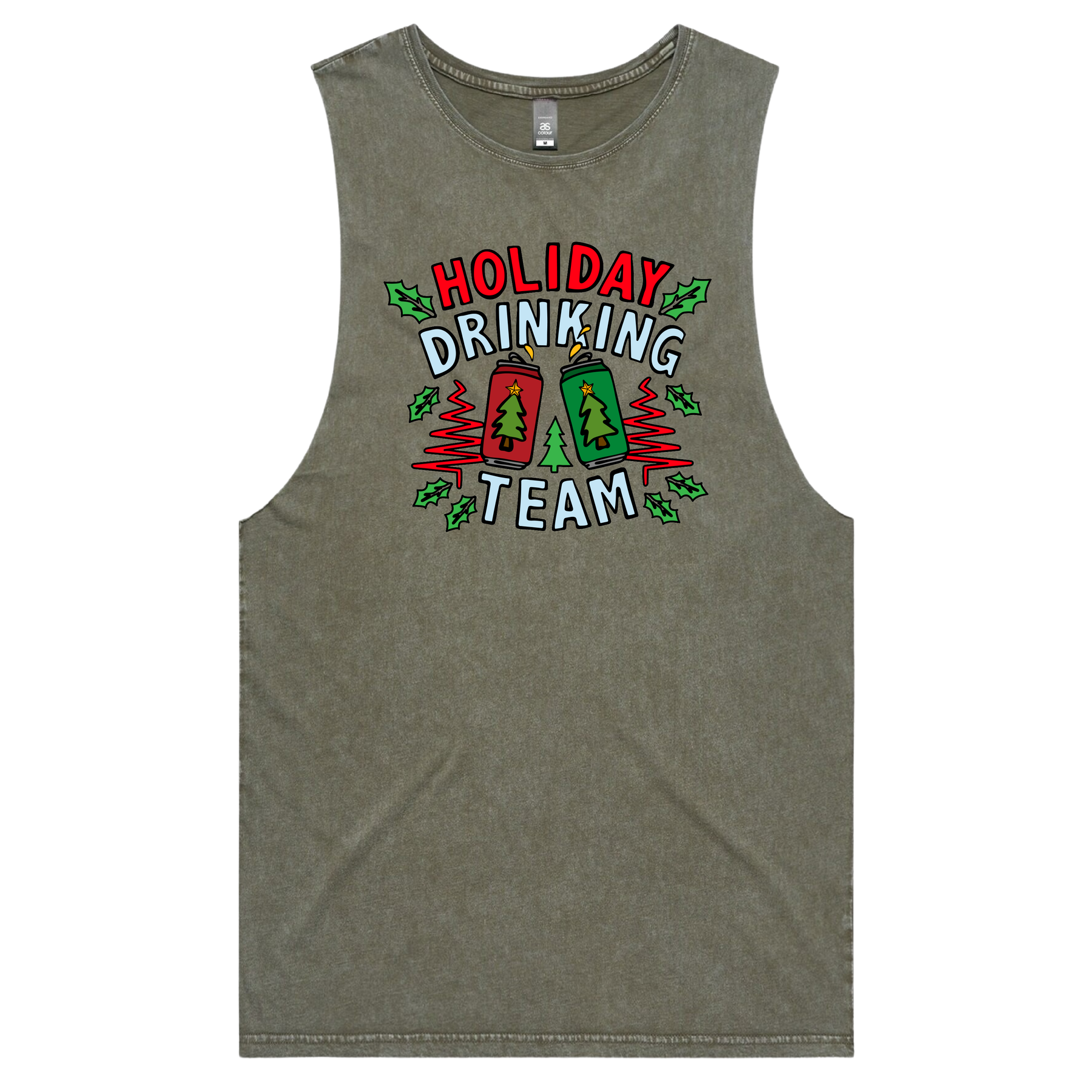 S / Moss / Large Front Design Holiday Drinking Team 🍻🎄 – Tank