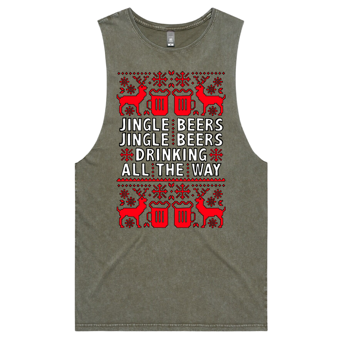 S / Moss / Large Front Design Jingle Beers 🔔🍻 – Tank