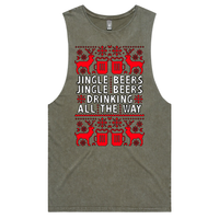 S / Moss / Large Front Design Jingle Beers 🔔🍻 – Tank