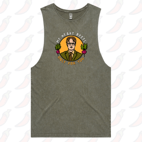 S / Moss / Large Front Design MY HEART BEETS FOR YOU 💓- Tank