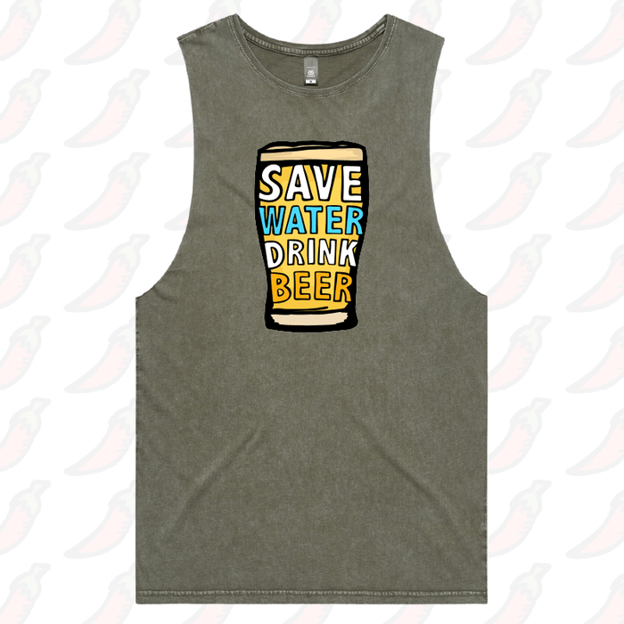 S / Moss / Large Front Design Save Water Drink Beer 🚱🍺 - Tank