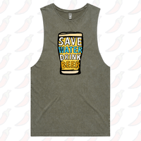 S / Moss / Large Front Design Save Water Drink Beer 🚱🍺 - Tank