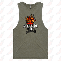 S / Moss / Large Front Design She’ll Be Right BBQ 🤷🔥 – Tank