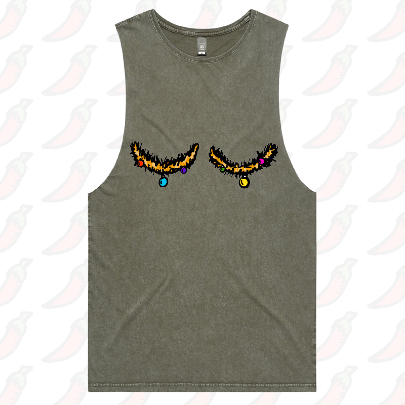 S / Moss / Large Front Design Tinsel Tits 🍈🍈🎄 - Tank