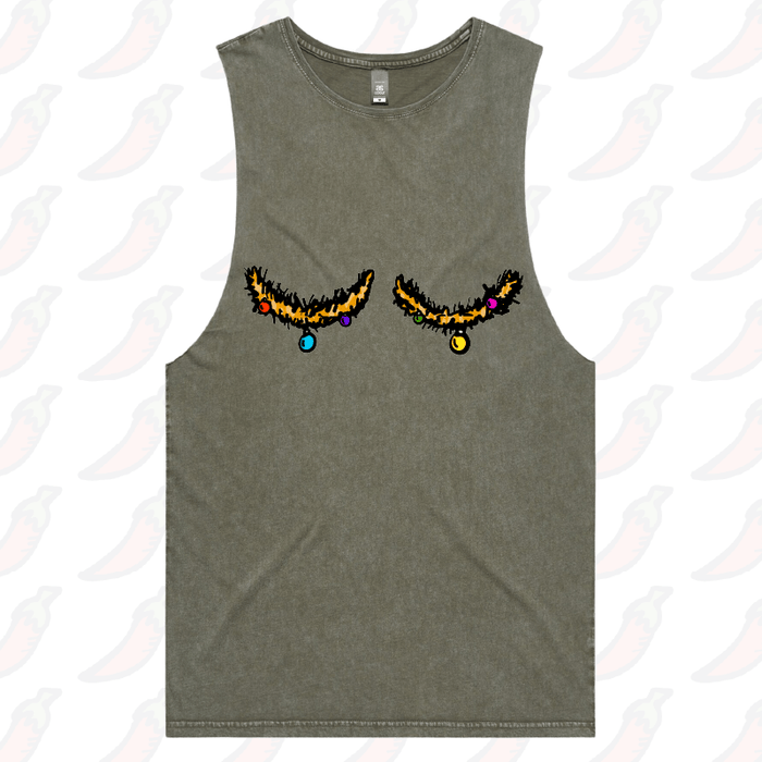 S / Moss / Large Front Design Tinsel Tits 🍈🍈🎄 - Tank