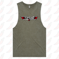S / Moss / Large Front Design Top Dad 🕶️ - Tank