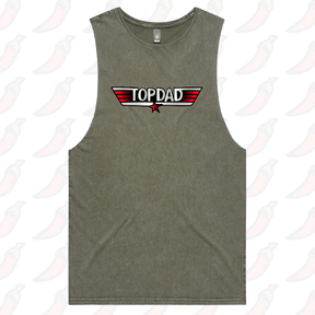 S / Moss / Large Front Design Top Dad 🕶️ - Tank