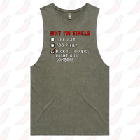 S / Moss / Large Front Design Why I’m Single 🍆☠️ - Tank