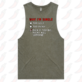 S / Moss / Large Front Design Why I’m Single 🍆☠️ - Tank