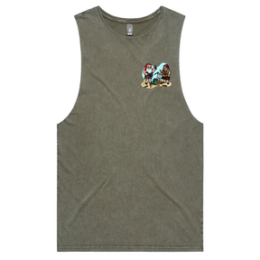 S / Moss / Small Front Design Aussie Christmas 🍤🍺 - Tank