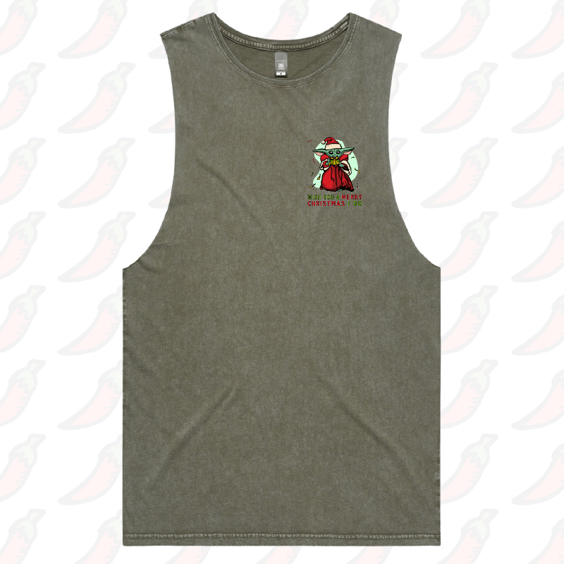 S / Moss / Small Front Design Baby Yoda Christmas 👶🎄- Tank