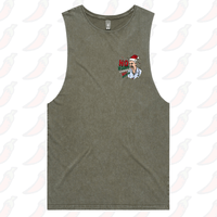 S / Moss / Small Front Design Barking Dog Man Christmas 🗣️🎄 - Tank