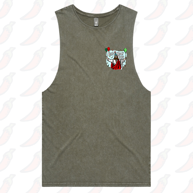 S / Moss / Small Front Design Birthday Boy Christmas 🎉🎄- Tank