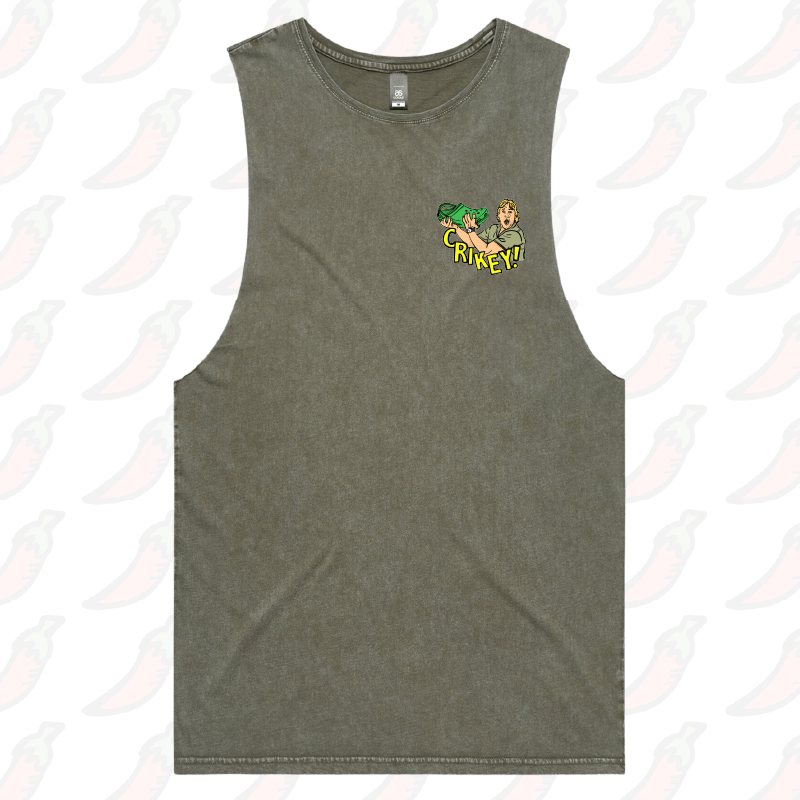 S / Moss / Small Front Design Crikey! Croc Hunter 🐊 - Tank