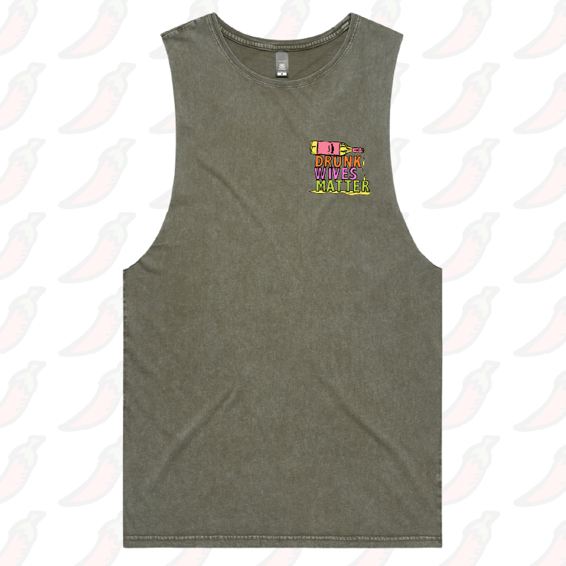 S / Moss / Small Front Design Drunk Wives Matter 🥂 – Tank