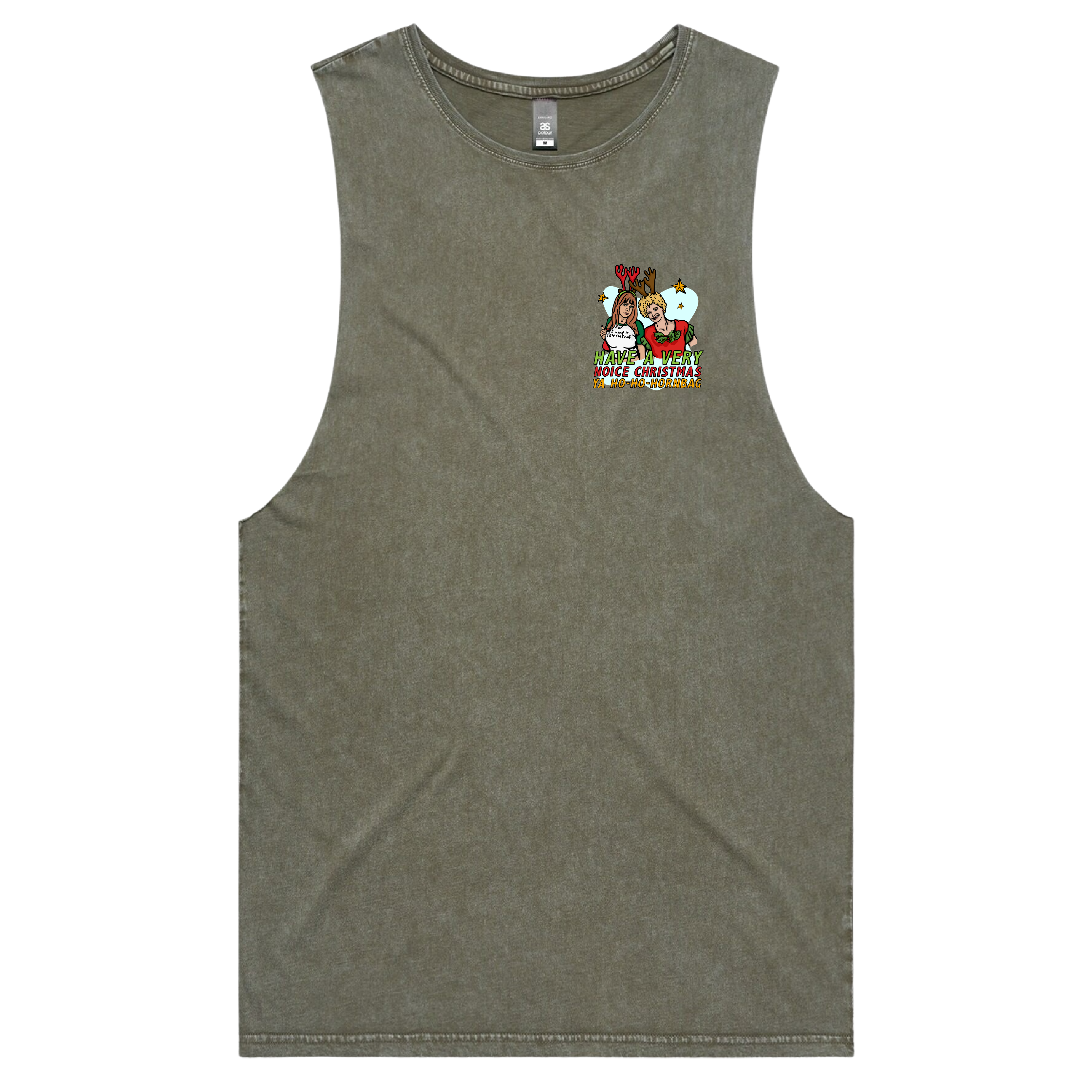 S / Moss / Small Front Design Kath & Kim Christmas 😈🎄  - Tank