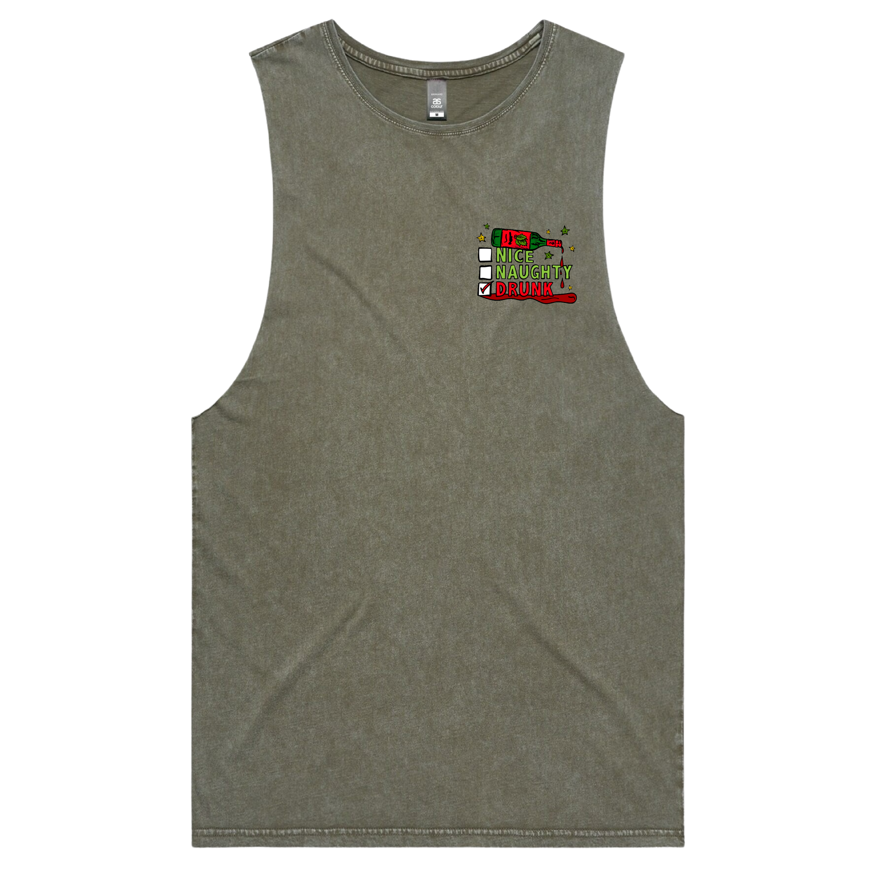 S / Moss / Small Front Design Naughty Nice List ✅❌ - Tank