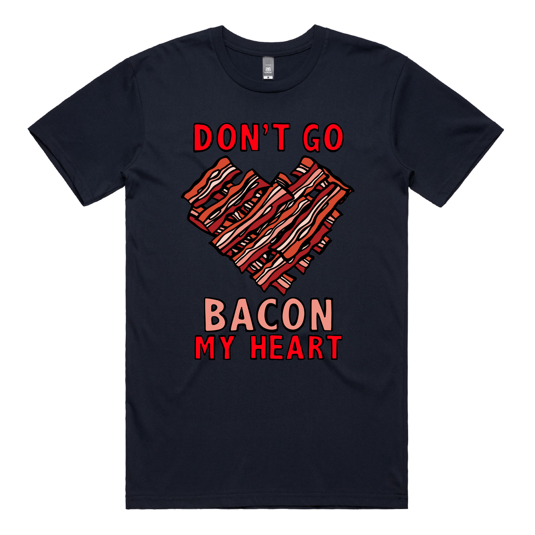 S / Navy / Large Front Design Bacon My Heart 🥓❤️- Men's T Shirt