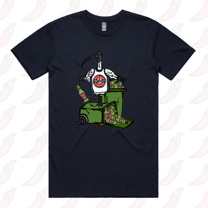 S / Navy / Large Front Design Bali Bin Chicken 🗑️ - Men's T Shirt