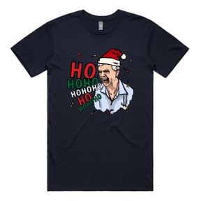 S / Navy / Large Front Design Barking Dog Man Christmas 🗣️🎄 - Men's T Shirt