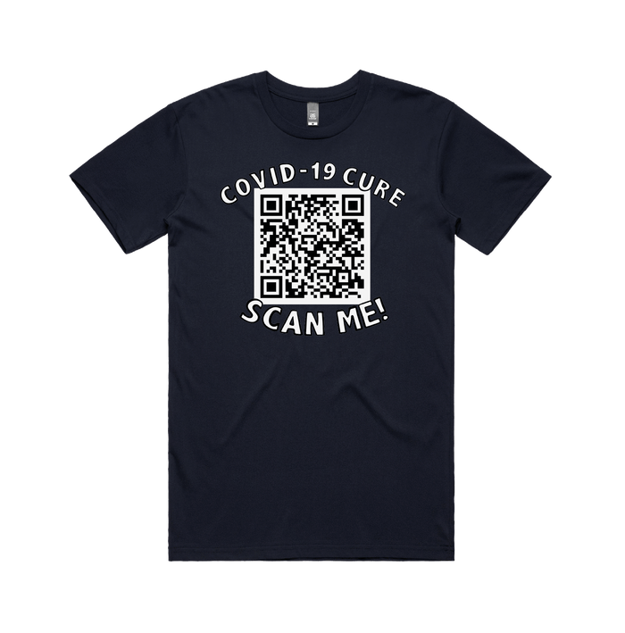 S / Navy / Large Front Design Big Barry UNCENSORED QR Prank 🍆 - Men's T Shirt